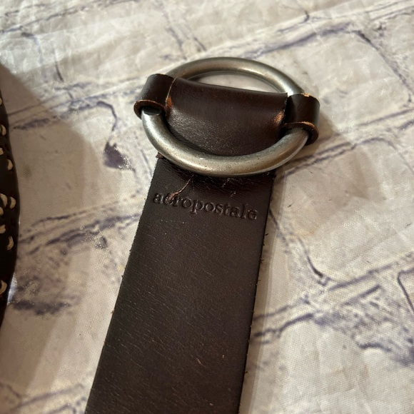 AEROPOSTALE BROWN LEATHER FLORAL STITCHED BOHO HIPPIE VIBE BELT - Picture 4 of 10